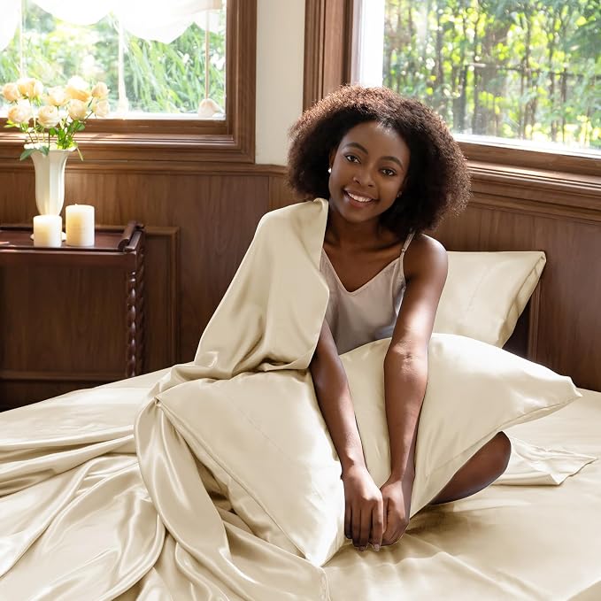CozyLux Satin Sheets Queen Size Bed Set - Image 5
