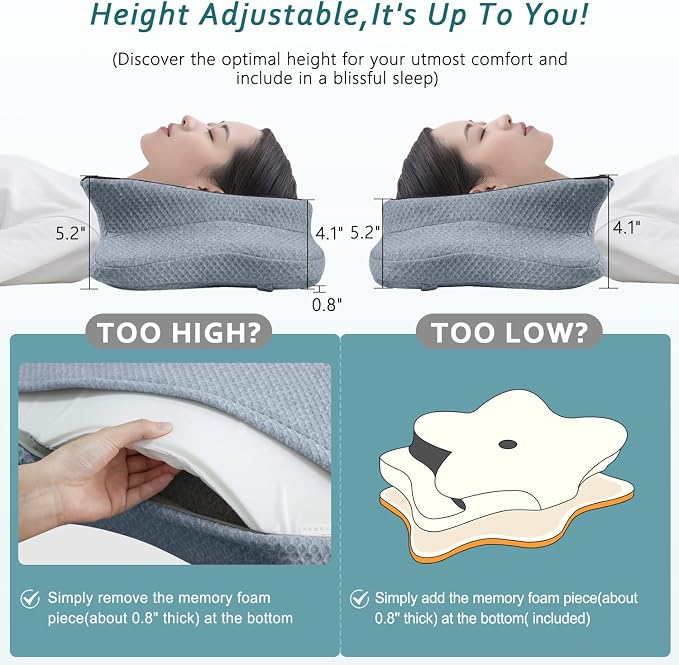 CHxxy Cervical Neck Pillow for Pain Relief Sleeping, Memory Foam Pillows - Image 5