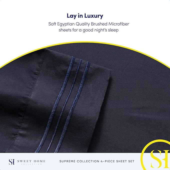 1800 Thread Count Sheet Set – Soft Egyptian Quality Brushed Microfiber Sheets – - Image 6