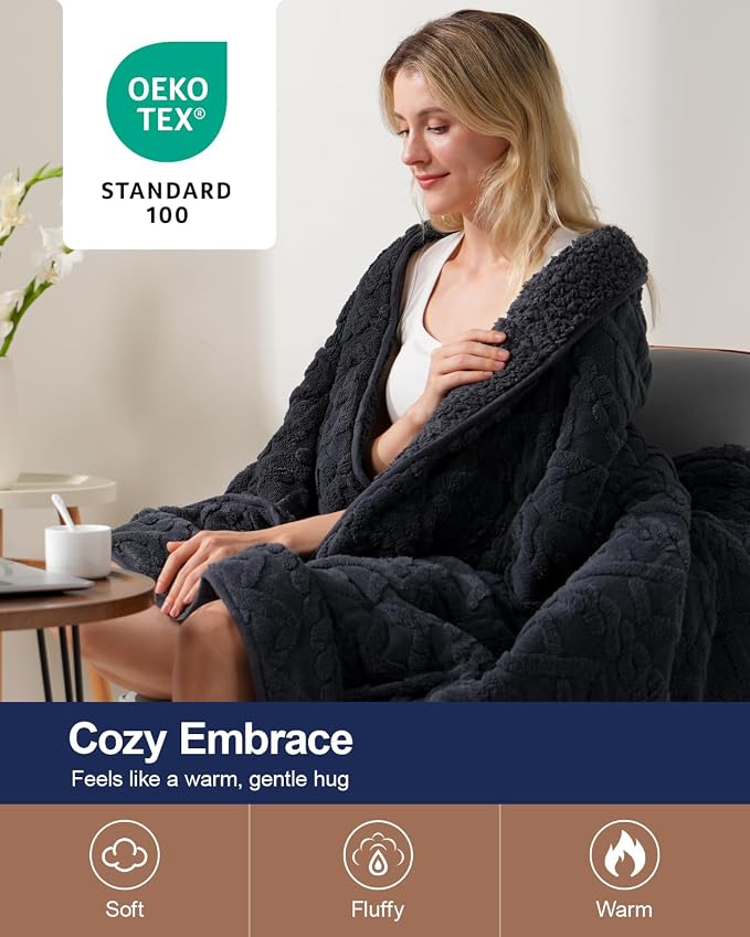 Super Fuzzy Soft Sherpa Fleece Weighted Blanket, 15 lbs Dual Sided Fluffy Heavy - Image 4