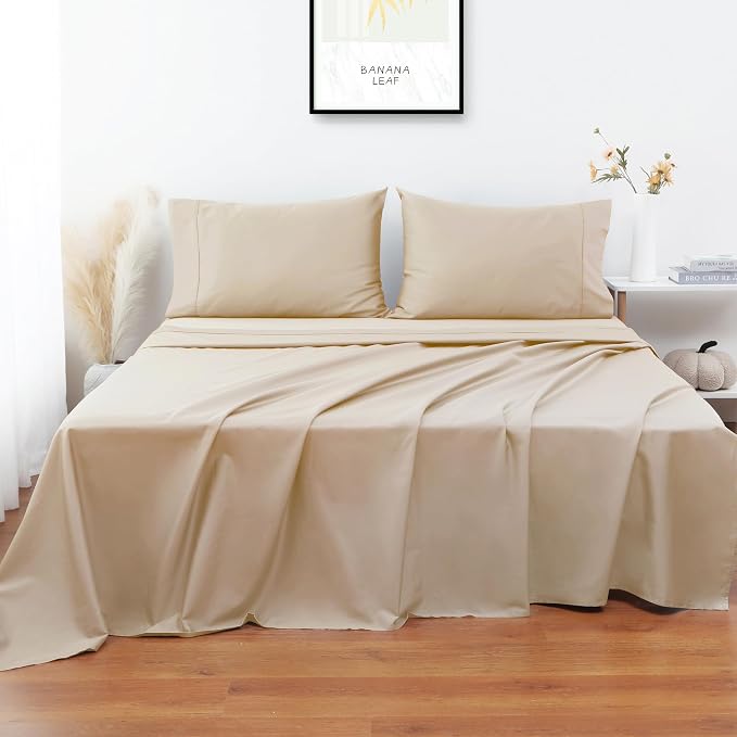 Flat Sheet Only Queen Size, 400 TC 100% Egyptian Cotton Flat Sheet -Beige - Image 6
