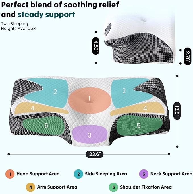 DUMOS Cervical Neck Pillow for Sleeping, Cooling Ergonomic Memory Foam Pillow - Image 8