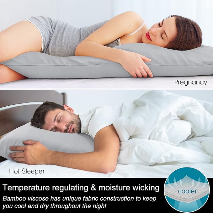 BEDELITE Body Pillow Case Cover, Rayon Made from Bamboo, Cooling Body Pillow - Image 3