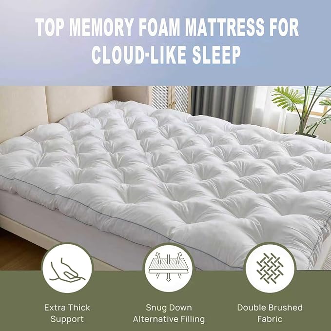 SHOUREN 5 Inch Memory Foam Mattress Topper Full - Image 3