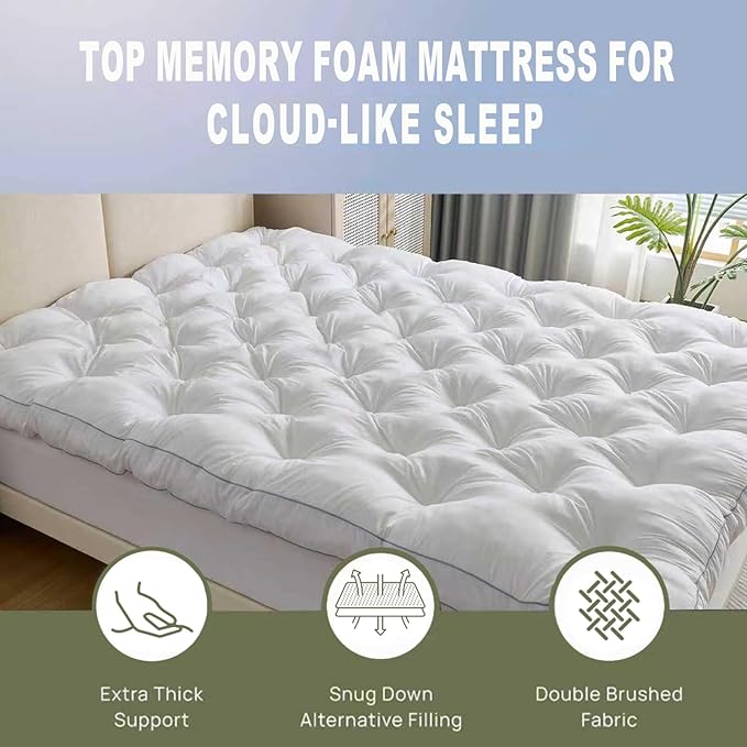 SHOUREN 5 Inch Memory Foam Mattress Topper Queen - Image 3