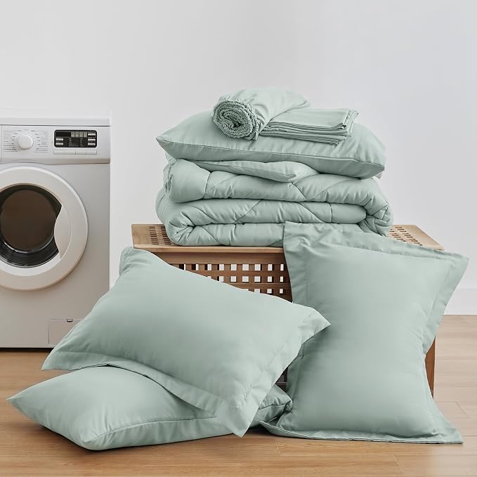 Love's cabin California King Comforter Set Aqua, 7 Pieces California King Bed - Image 6