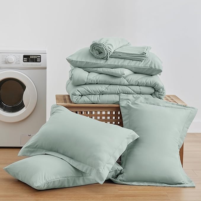 Love's cabin Full Comforter Set Aqua, 7 Pieces Full Bed in a Bag, All Season - Image 6