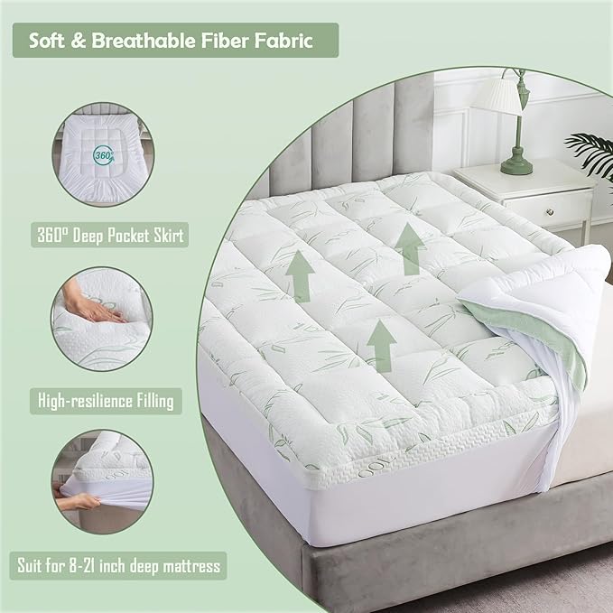 WhatsBedding King Mattress Topper, Soft Pillow Top Mattress Topper - Image 4