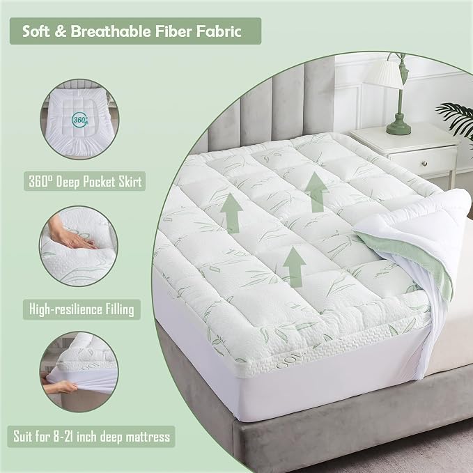 WhatsBedding Full Mattress Topper, Soft Pillow Top Mattress Topper - Image 4