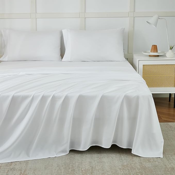 ILAVANDE White Sheets Set 4 Piece, Hotel Luxury Super Soft 1800 Series - Image 6