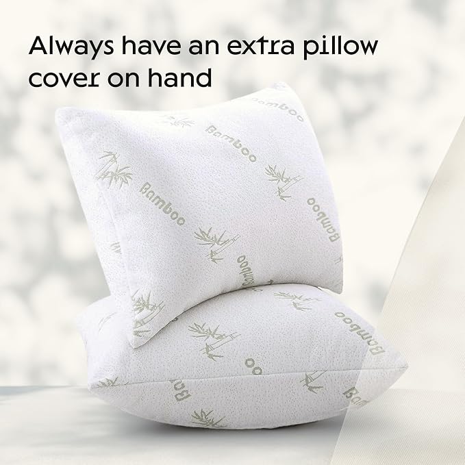 100% Waterproof Pillow Protectors Standard 20x26 Pair Zippered Pillow Case - Image 3