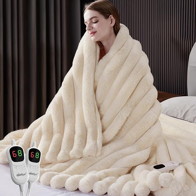 Heated Blanket Queen Size, Faux Fur Cozy Heating Blanket by Unknown