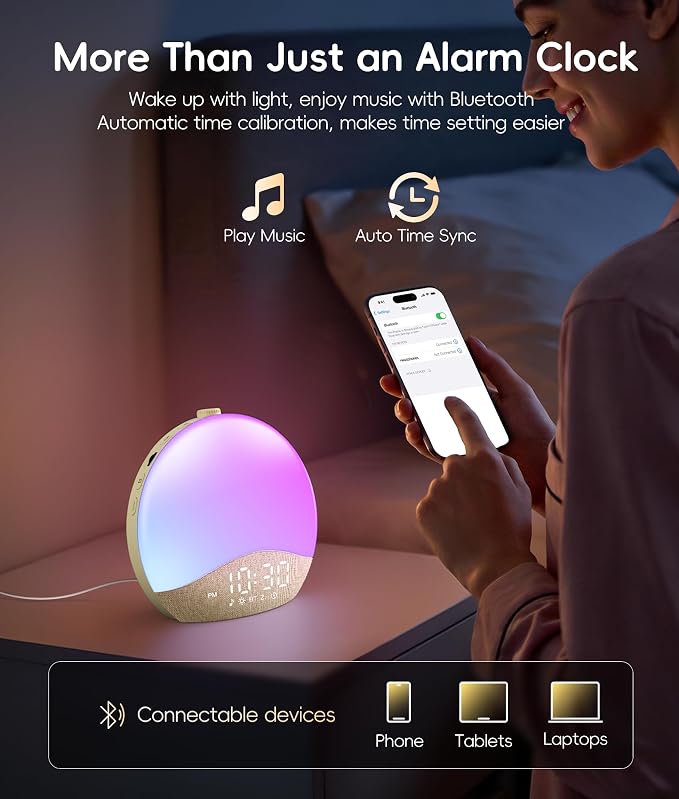 ecozy Sunrise Alarm Clock for Bedroom, 26 Soothing Sounds, 17 Night Lights - Image 7