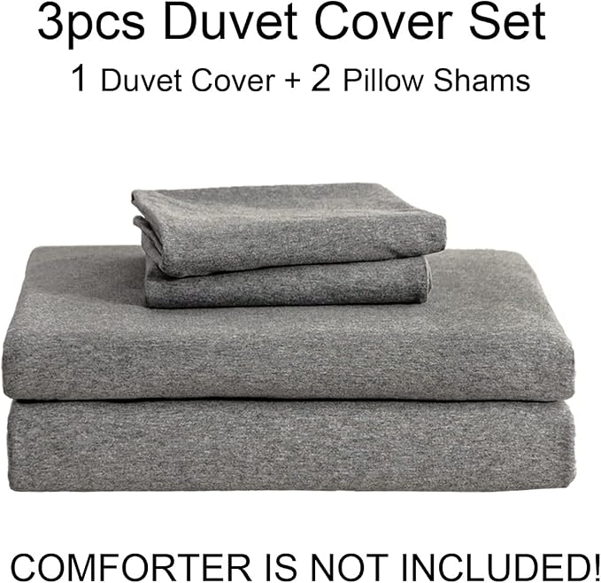 PURE ERA Jersey Knit Duvet Cover Set 100% T-Shirt Cotton Super Soft Comfy 3pc - Image 7