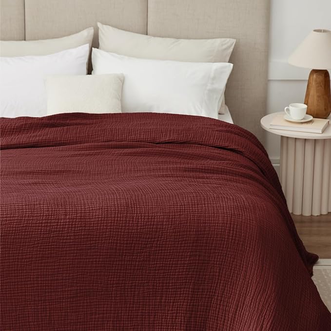 100% Cotton Muslin Blanket Queen 90" x 90", 6 Layers Breathable and Lightweight - Image 3