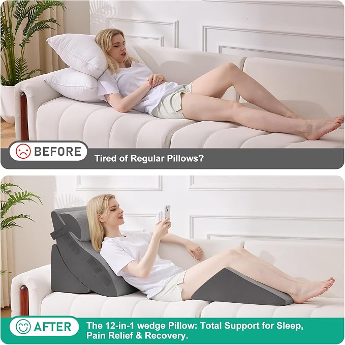4PCS Wedge Pillow Set for After Surgery, Orthopedic Bed Wedge Pillow for Back - Image 7