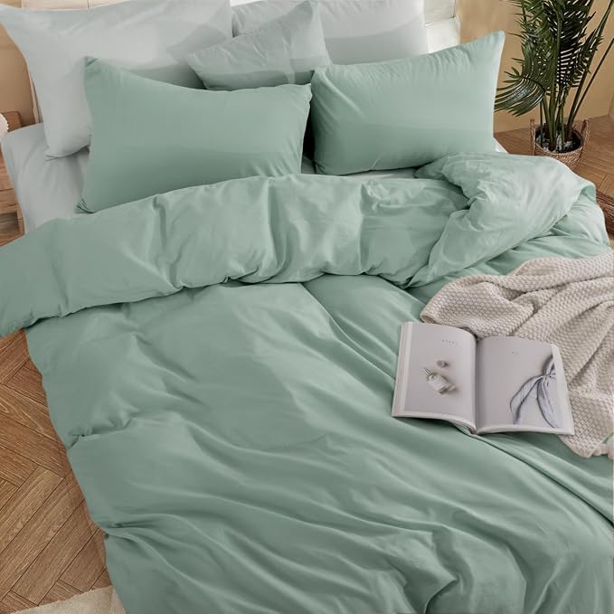 NEXHOME PRO Duvet Cover Set Queen Size Linen Look Textured Organic Natural 100% - Image 7