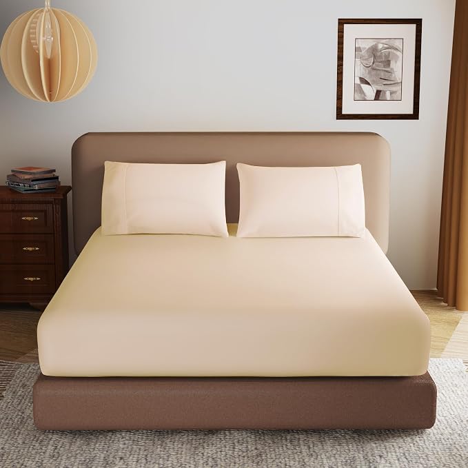 100% Egyptian Cotton Fitted Sheet King Size, 600 Thread Count, Single Fitted by ZaizaiHome