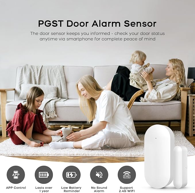 Door Alarm Window Sensors, Door Open Alarm Long Battery Life Wireless - Image 3
