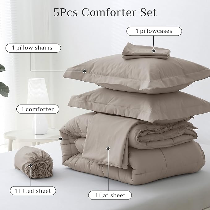 JOLLYVOGUE Twin Comforter Set, Ultra-Soft Bed in a Bag Twin Size 5 Pieces - Image 5