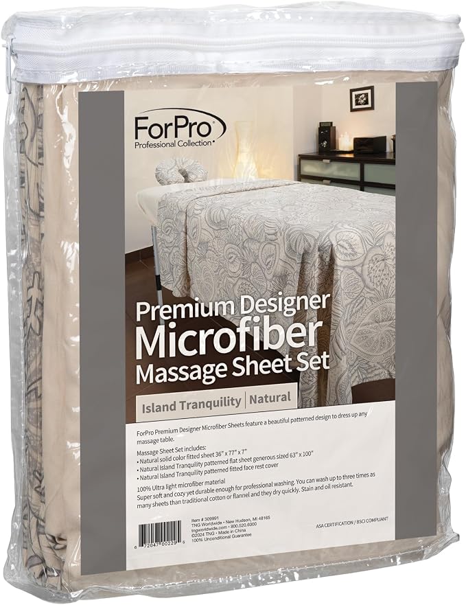 ForPro Premium Designer Microfiber 3-Piece Massage Sheet Set, Island Tranquility - Image 4