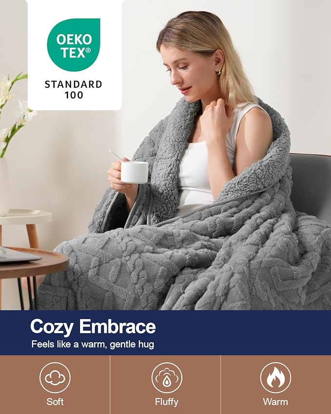 Super Fuzzy Soft Sherpa Fleece Weighted Blanket, 25 lbs Dual Sided Fluffy Heavy - Image 3