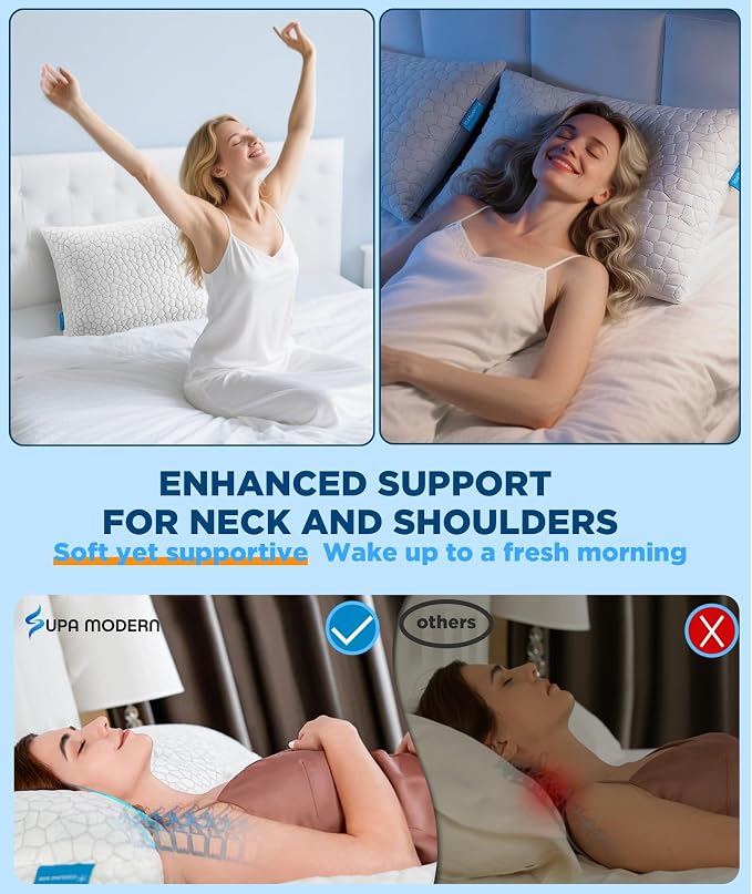 Cooling Pillow Queen Size Set of 2, Adjustable Shredded Memory Foam Pillows - Image 8