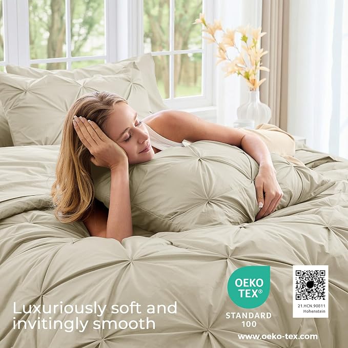 Sasttie Twin Comforter Set, 5-Piece Bed in a Bag, Pintuck Bedding Sets - Image 3