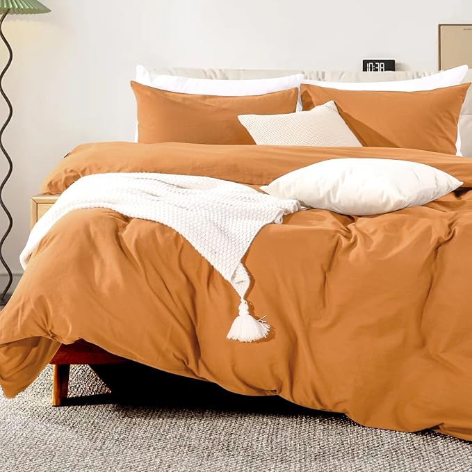 NEXHOME PRO Duvet Cover Set Oversized Queen 98"x98" Linen Look Textured Organic - Image 4