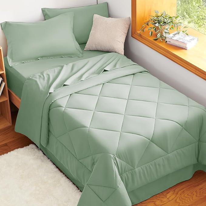 CozyLux Twin XL Comforter Set Sage Green - Image 5