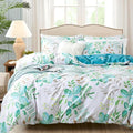 FADFAY Botanical Duvet Cover Sets Twin Size 100% Cotton Teal Green Leaves by CottonWorldSweetDream