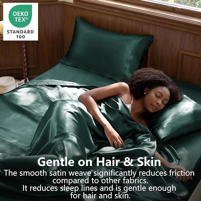 CozyLux Satin Sheets Queen Size Bed Set - Image 2