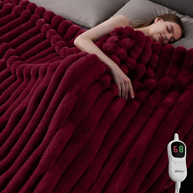 Heated Throw Blanket, Faux Fur Cozy Heating Blanket - Image 6