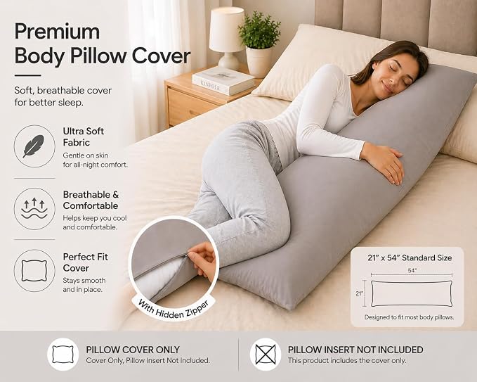 EVOLIVE Body Pillow Cover 21"x54", Ultra Soft Microfiber Pillowcase - Image 4