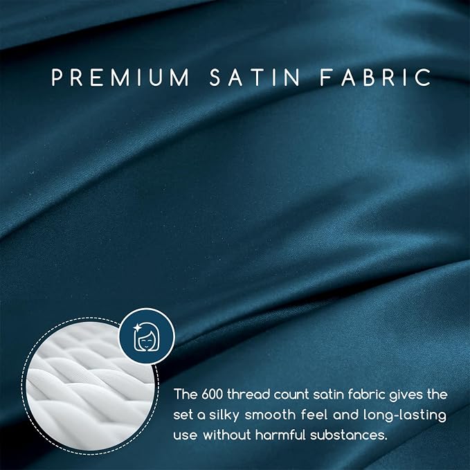 MR&HM Satin Bed Sheets, Twin Size Sheets Set - Image 2