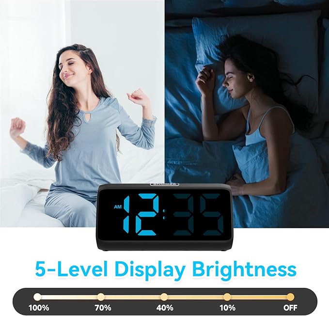 Netzu Digital Alarm Clocks for Bedrooms, Loud Alarm Clock - Image 5