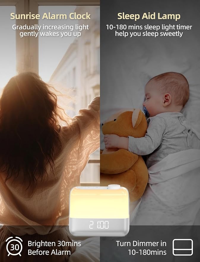 Sunrise Digital Alarm Clock for Bedroom: Wake-up Light, RGB Ambient Night Light - Image 2