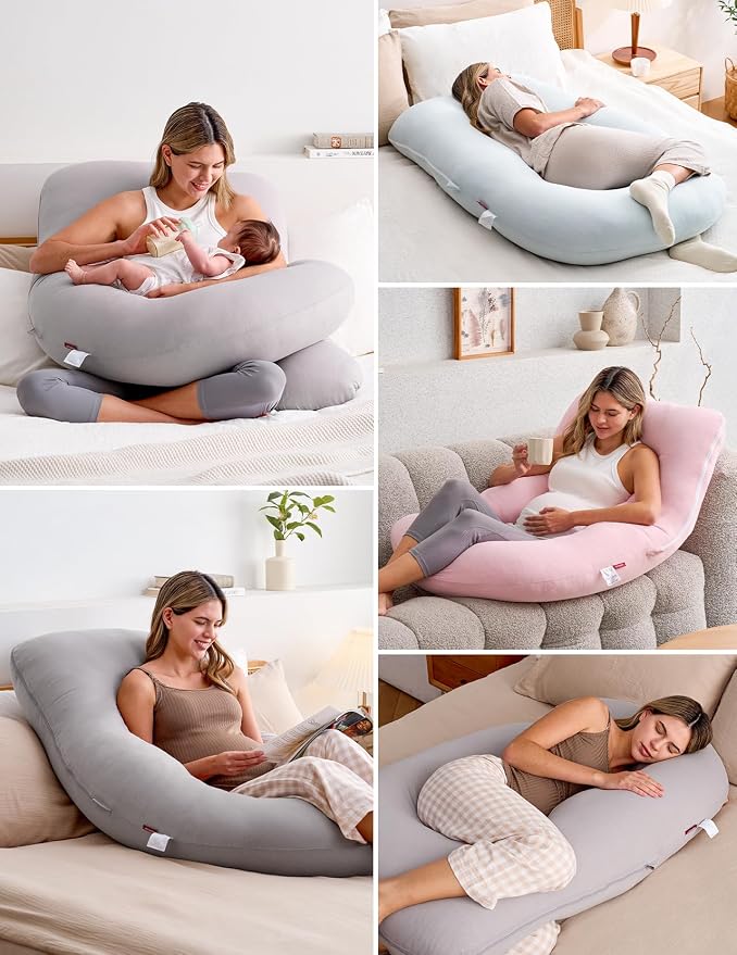 Momcozy Pregnancy Pillows for Sleeping, U Shaped Full Body Pillow for Pregnancy - Image 6
