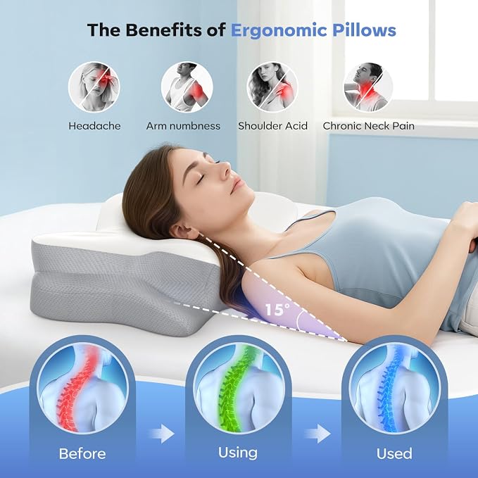 Cervical Neck Pillow, Ergonomic Memory Foam Pillows - Image 7
