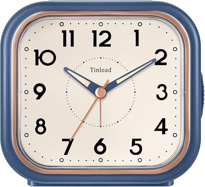 Tinload 4.3" Vintage Retro Analog Alarm Clock, Super Silent Non Ticking Clock by Tinload