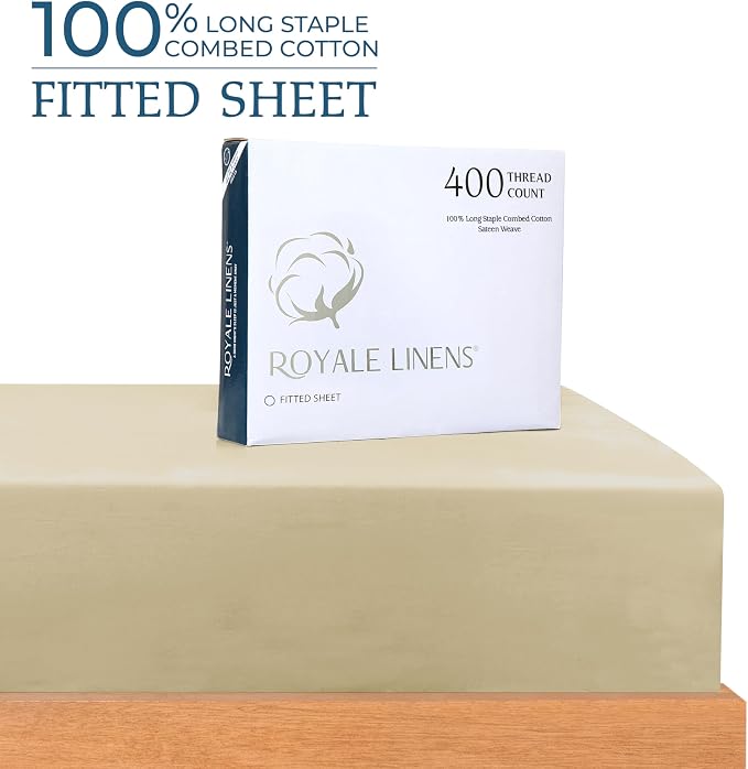 Royale Linens 400 Thread Count 100% American Grown Cotton Fitted Sheet Full Size - Image 2