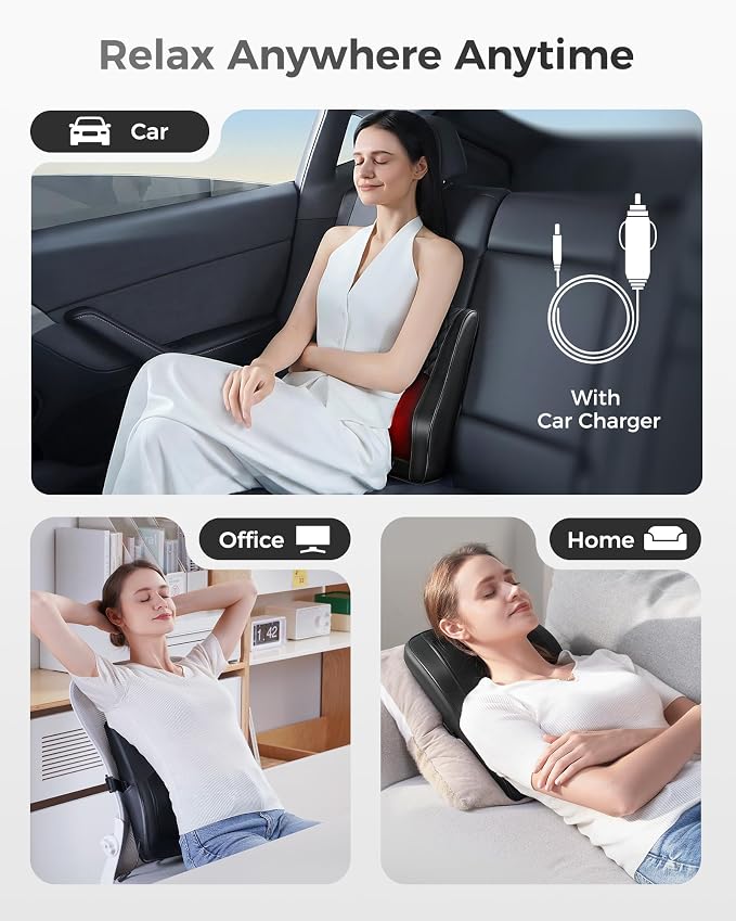 Boriwat Back Massager with Heat, 3D Kneading Massage Pillow - Image 7