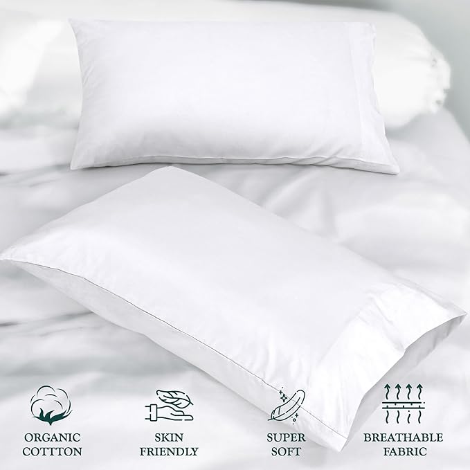 Royale Linens White Cotton Pillow Cases King Size Set of 12 - Image 6