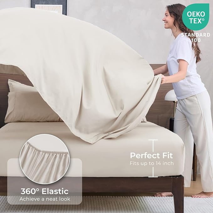 HEVUMYI Beige Tan Cali-King Comforter Set - Image 5