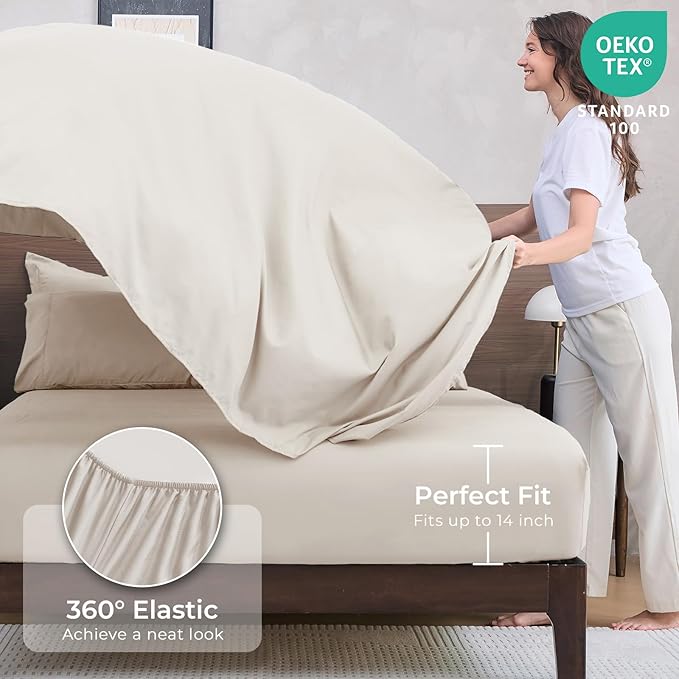 HEVUMYI Beige Tan King Comforter Set - Image 5