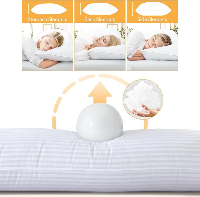 Oubonun Premium Striped Body Pillow, Breathable Cooling Cotton Cover, Soft and - Image 4