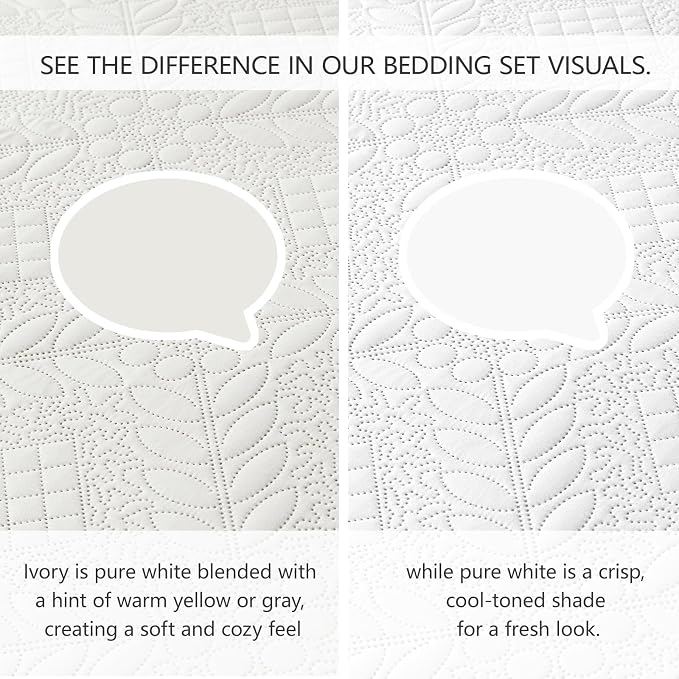FLYMME Full Queen Quilt Bedding Set, Lightweight Beige White Bedspreads - Image 4