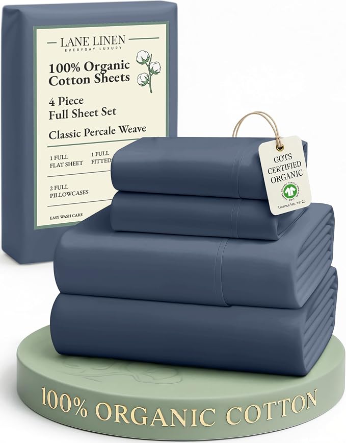 LANE LINEN Eco Friendly 100% Organic Cotton Fully Elasticized Full Sheet Set by LaneLinen