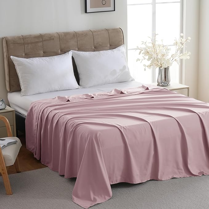 ZPECC Queen Flat Sheet Only 1 Pack, Durable Pink Top Bed Sheets Hypoallergenic - Image 3