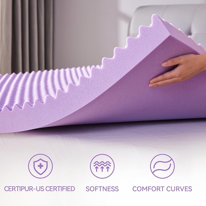 SINWEEK 2 Inch Egg Crate Memory Foam Mattress Topper Queen Size, Soft Mattress - Image 4